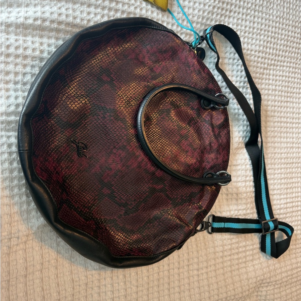 Gabs Black and Burgundy Snake Print Leather Women's Shoulder Bag